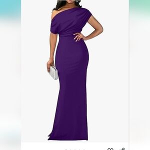 Chic One-Shoulder Purple Dress